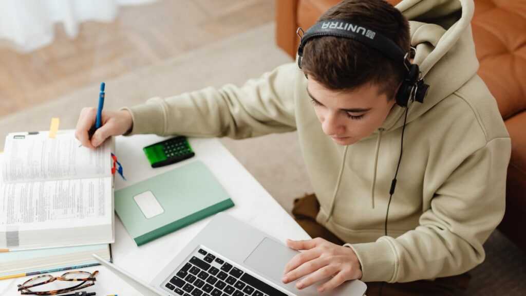 teen with adhd in a study space