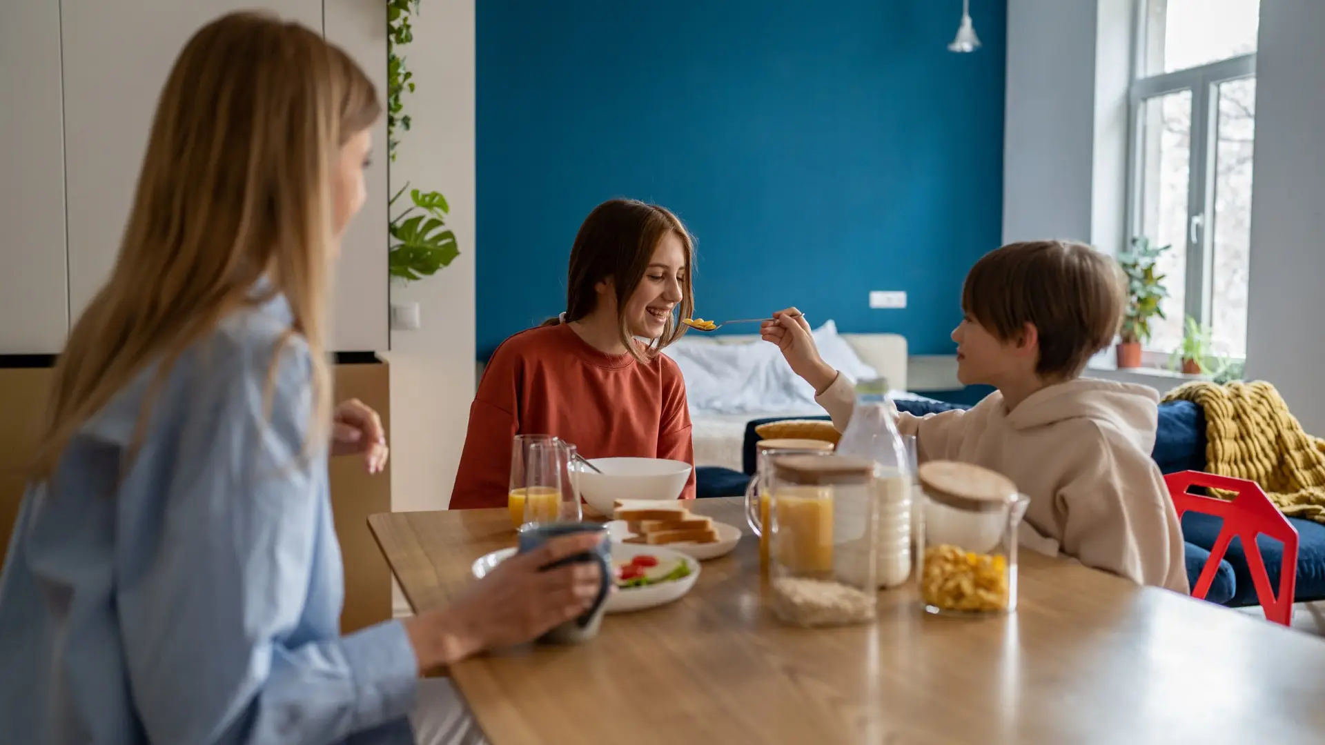 Parent supporting siblings with ADHD family support at home